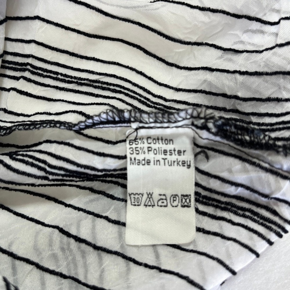 BC Clothing Womens XXL White Black Striped Crinkle Sheer Tunic Long Sleeve Top - Picture 7 of 8